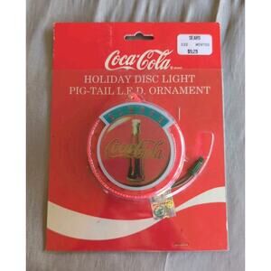 COCA-COLA HOLIDAY DISC LIGHT L.E.D. Pig Tail Ornament New NIB Sealed
